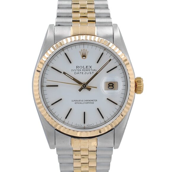 Rolex Datejust 16233 36mm White Index Dial Fluted Bezel fluted Band - Picture 1 of 8